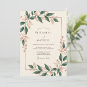 Lila Wald Hochzeit Blättrig Einladung (Stehend Vorderseite)