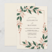 Lila Wald Hochzeit Blättrig Einladung (Vorne/Hinten)