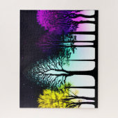 Lila Wald Silhouette Kunst, Dichtung und Musik Puzzle (Vertikal)