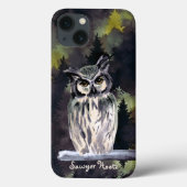 Lila Wald Snowy Owl Individuelle Name Case-Mate iPhone Hülle (Rückseite)