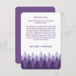 Lila Waldlandschaften - Details zur Hochzeit Begleitkarte