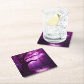 Lila Waldlichter & Baum Rechteckiger Pappuntersetzer (Vor Ort)