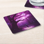 Lila Waldlichter & Baum Rechteckiger Pappuntersetzer (angewinkelt)