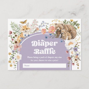 Lila Waldtiere Florale Windel-Raffle Baby Begleitkarte