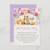 Lila Waldtiere mit Blumenbewuchs Buchanfrage Begleitkarte (Vorne/Hinten)