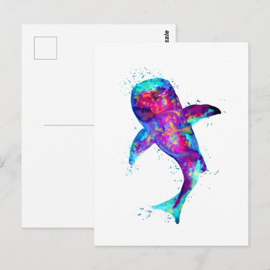 Lila Walhai Postkarte (Vorne/Hinten)