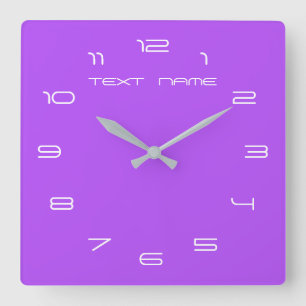 Lila Wall-Uhr mit benutzerdefiniertem Text und Far Quadratische Wanduhr