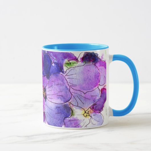 Lila Wallflower Ringer-Tasse Tasse (Rechts)