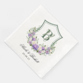 Lila Wappen-Hochzeit Serviette (Ecke)