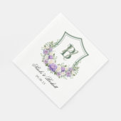 Lila Wappen-Hochzeit Serviette (Ecke)