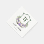 Lila Wappen-Hochzeit Serviette (Ecke)