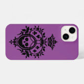 Lila Wappen mit Schädel und Kardanzügen iPhone Hülle (Rückseite (Horizontal))