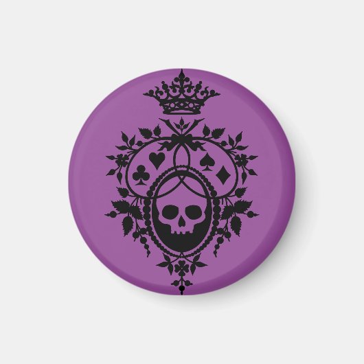 Lila Wappen mit Skull und Cardsuits Magnet (Vorne)