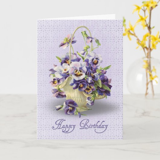 Lila Warenkorb auf Eyelet Karte (Gelbe Blume)