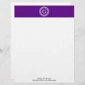 Lila, was für ein erstes Monogramm des griechische Briefbogen (Vorne/Hinten)