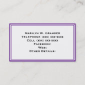 Lila, was für ein erstes Monogramm des griechische Visitenkarte (Rückseite)