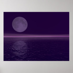 Lila Wasser Blauer Mond Poster