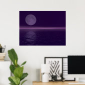 Lila Wasser Blauer Mond Poster (Heimbüro)