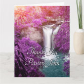 Lila Wasserfall Sonnenaufgang Pastor Aufwertung Dankeskarte (Vorderseite)