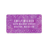 Lila Wasserfarbdots Kinderdusche Adressaufkleber (Vorne)