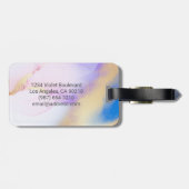 Lila Wasserfarbe Abstrakt Girly Luxe Monogram Gepäckanhänger (Rückseite horizontal)