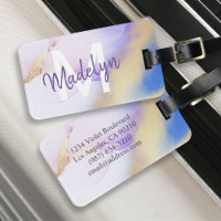 Lila Wasserfarbe Abstrakt Girly Luxe Monogram