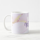 Lila Wasserfarbe Abstrakt Girly Luxe Monogram Kaffeetasse (Links)