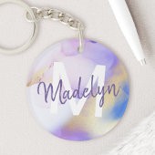 Lila Wasserfarbe Abstrakt Girly Luxe Monogram Schlüsselanhänger