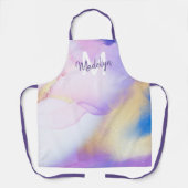 Lila Wasserfarbe Abstrakt Girly Luxe Monogram Schürze (Vorderseite)