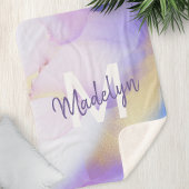 Lila Wasserfarbe Abstrakt Girly Luxe Monogram Sherpadecke