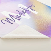 Lila Wasserfarbe Abstrakt Girly Luxe Monogram Sherpadecke (3/4)