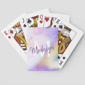 Lila Wasserfarbe Abstrakt Girly Luxe Monogram Spielkarten (Rückseite)