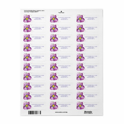 Lila Wasserfarbe Anemone Blume Silver Glitzer (Vorne)