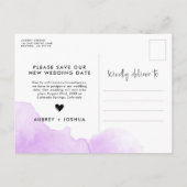 Lila Wasserfarbe Ankündigungspostkarte (Rückseite)