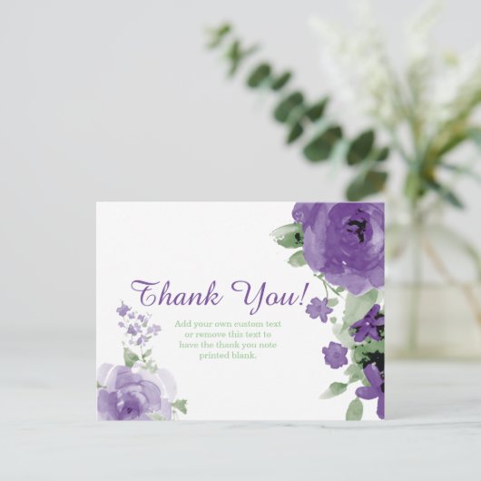 Lila, Wasserfarbe, Blume Danke, Karten (Stehend Vorderseite)