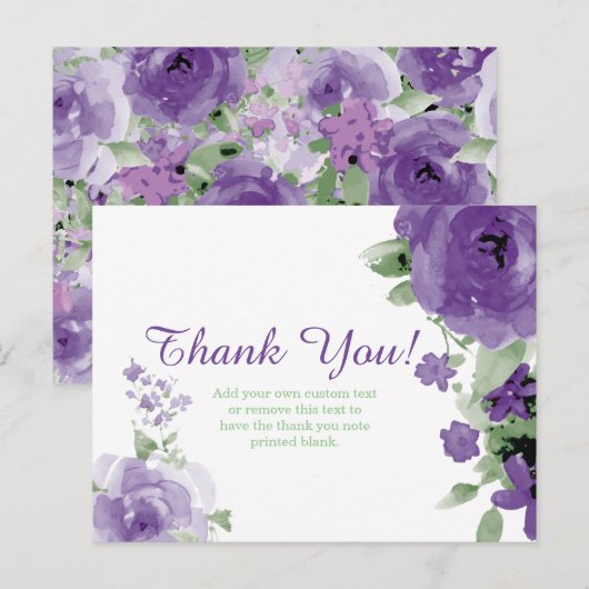 Lila, Wasserfarbe, Blume Danke, Karten (Vorne/Hinten)