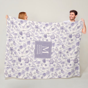 Lila Wasserfarbe Blumen Blumen Muster Fleecedecke