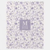 Lila Wasserfarbe Blumen Blumen Muster Fleecedecke (Vorderseite)