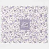 Lila Wasserfarbe Blumen Blumen Muster Fleecedecke (Vorderseite (Horizontal))