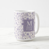 Lila Wasserfarbe Blumen Blumen Muster Kaffeetasse (VorderseiteRechts)