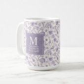 Lila Wasserfarbe Blumen Blumen Muster Kaffeetasse (Vorderseite Links)