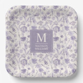 Lila Wasserfarbe Blumen Blumen Muster Pappteller (Vorderseite)