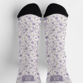 Lila Wasserfarbe Blumen Blumen Muster Socken (Oben)