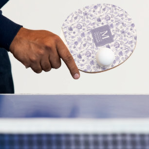 Lila Wasserfarbe Blumen Muster Tischtennis Schläger