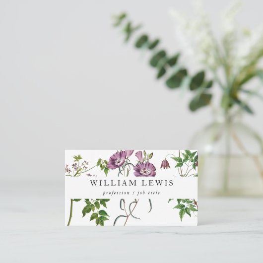 Lila Wasserfarbe Blumen & Pflanzen Beruflich Visitenkarte (Stehend Vorderseite)