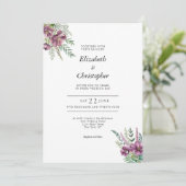 Lila Wasserfarbe Blumenmotiv Moderne Hochzeit Einladung (Stehend Vorderseite)