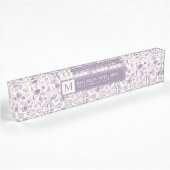 Lila Wasserfarbe Blumenmuster Namensplakette