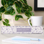 Lila Wasserfarbe Blumenmuster Namensplakette