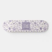 Lila Wasserfarbe Blumenmuster Skateboard (Horizontal)