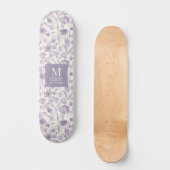 Lila Wasserfarbe Blumenmuster Skateboard (Vorderseite)